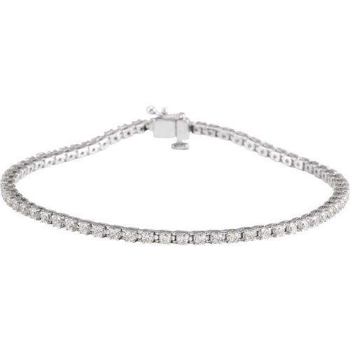 14k White Gold 1 ct tw Lab Grown Diamond Tennis Bracelet G-H Color SI1 Clarity