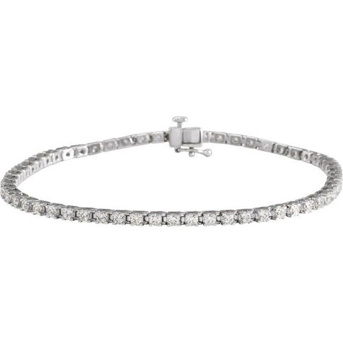 14k White Gold 3 ct tw Lab Grown Diamond Tennis Bracelet G-H Color SI1 Clarity