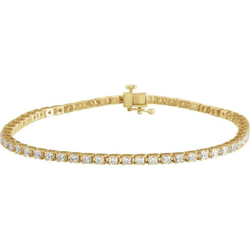 14k Yellow Gold 3 ct tw Lab Grown Diamond Tennis Bracelet G-H Color SI1 Clarity