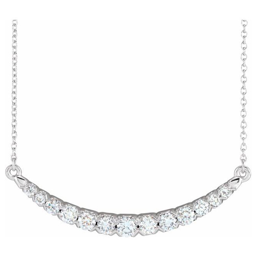 14k White Gold 0.75 ct tw Lab-Grown Diamond Curved Bar Necklace