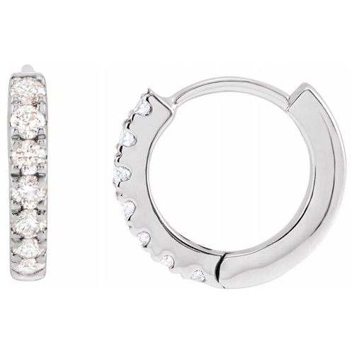 14k White Gold 1/5 ct tw Lab-Grown Diamond Micro Hoop Earrings