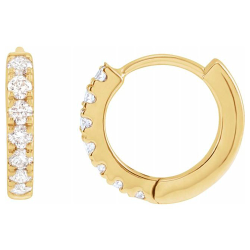 14k Yellow Gold 1/5 ct tw Lab-Grown Diamond Micro Hoop Earrings