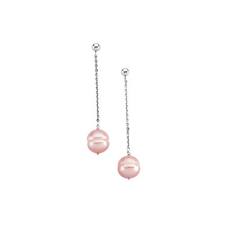 14kt White Gold 9mm Pink Cultured Circle Pearl Earrings