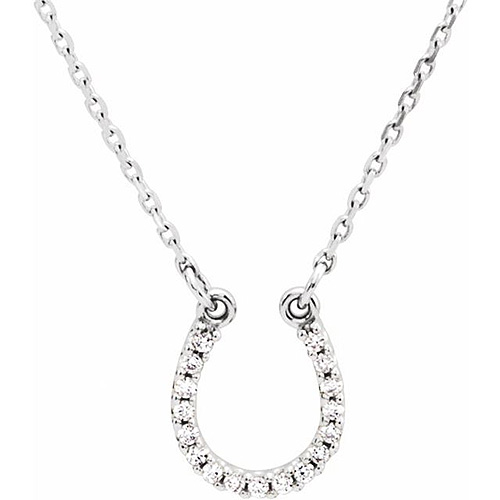 14kt White Gold Diamond Horseshoe 16in Necklace