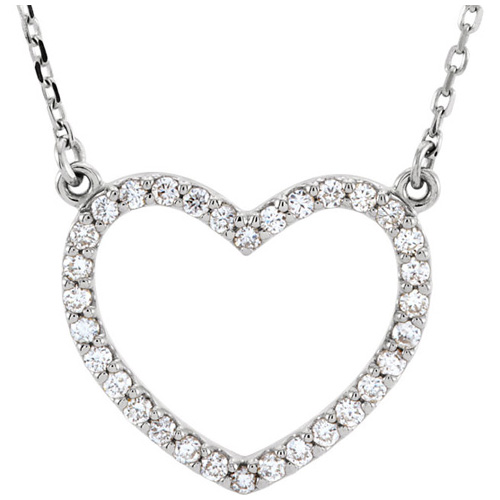 14kt White Gold 1/4 ct Diamond Small Heart Necklace JJ66415WS