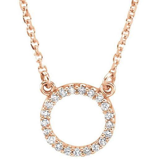 14k Rose Gold 1/10 ct Diamond Circle 16in Necklace