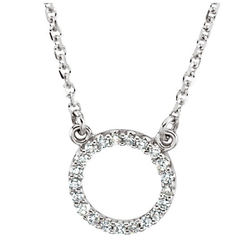 14kt White Gold 1/10 ct Diamond Circle 16in Necklace