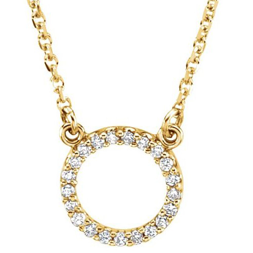 14k Yellow Gold 1/10 ct Diamond Circle 16in Necklace