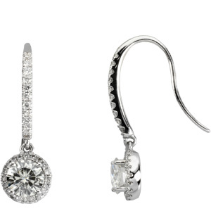 1 1/2 CT Moissanite and 3/8 CT Diamond Earrings