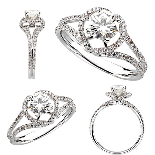 3/4 CT Moissanite and 1/2 CT Diamond Ring - Clearance