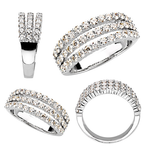 1 1/4 CT 3-Row Moissanite Ring - Clearance