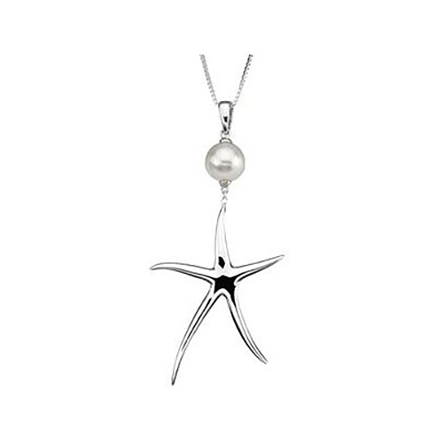 Sterling Silver Freshwater Cultured Pearl Starfish Necklace