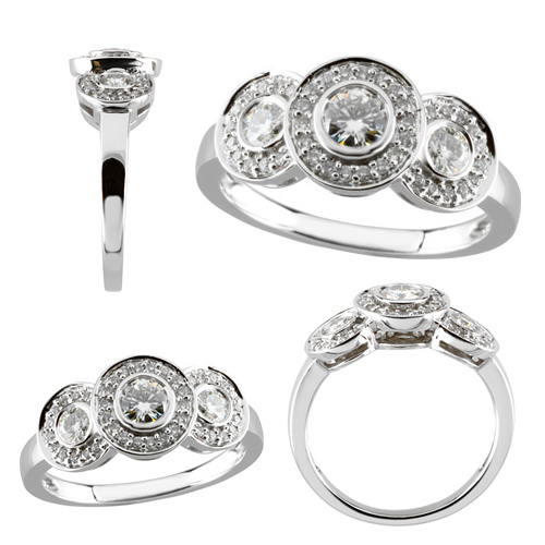 2/3 CT Moissanite and 1/6 CT Diamond Ring