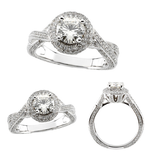 1 CT Moissanite and 1 CT Diamond Ring - Clearance