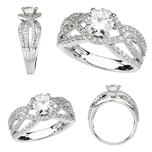 1 1/4 CT Moissanite and 5/8 CT Diamond Ring Clearance JJ66922_14KW