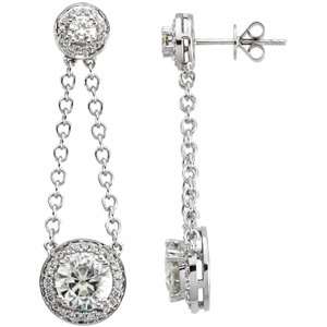 2 3/4 CT Moissanite and 1/3 CT Diamond Earrings - Clearance
