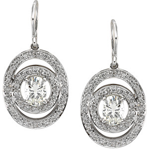 1.9 CT Moissanite and 1/3 CT Diamond Earrings - Clearance