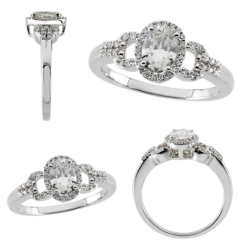  9/10 CT Moissanite and 1/2 CT Diamond Ring - Clearance