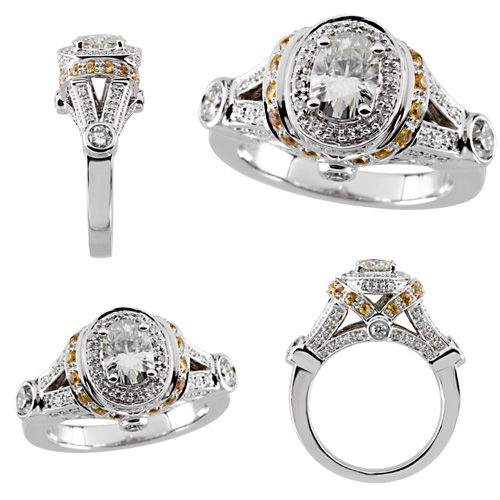 9/10 CT Moissanite Yellow Sapphire and Diamond Ring - Clearance