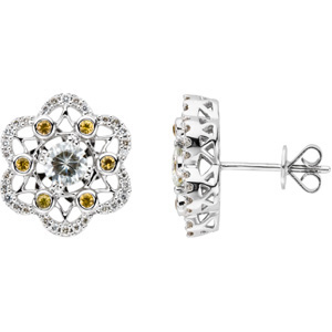2/3 CT Moissanite and 1/4 CT Diamond Earrings