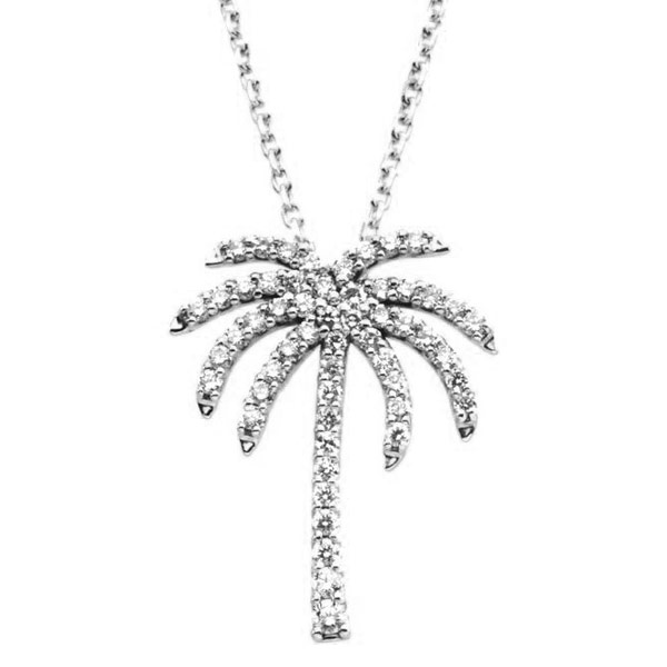 14k White Gold Ladies' 1/4 ct tw Diamond Palm Tree Necklace