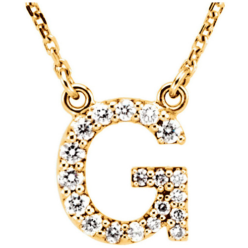 14kt Yellow Gold Letter G 1/6 ct Diamond 16in Necklace