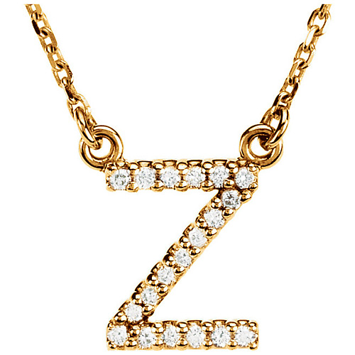 14kt Yellow Gold Letter Z 1/10 ct Diamond 16in Necklace