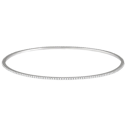 14kt White Gold 1 ct Diamond Stackable Bangle Bracelet