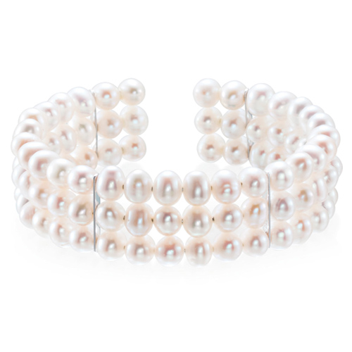 Sterling Silver Freshwater Cultured Pearl Cuff Bracelet