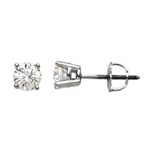 14k White Gold 1/4 ct Diamond Stud Earrings I1 / G-H Screwbacks