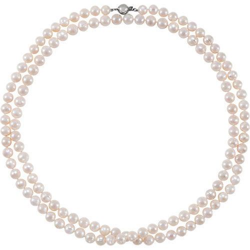 Freshwater Cultured Pearl 42in Strand Necklace Sterling Silver