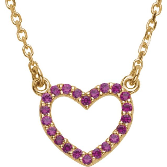 14kt Yellow Gold Genuine Ruby Heart Necklace 16in