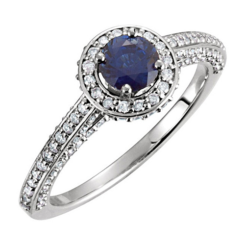 14kt White Gold 2/3 ct Sapphire and 5/8 ct Diamond Ring
