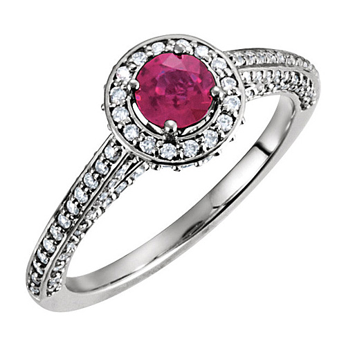 14kt White Gold 2/3 ct Ruby and 5/8 ct Diamond Ring