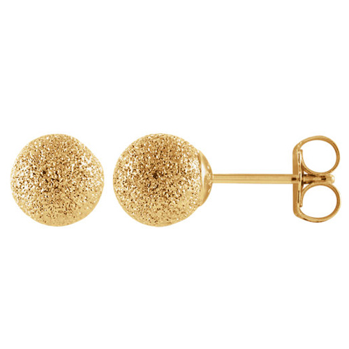 14k Yellow Gold Stardust Ball Earrings 6mm