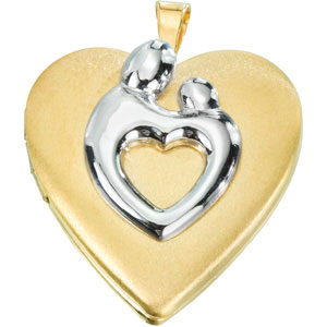 Yellow Gold Filled 3/4in Mother & Child Heart Locket