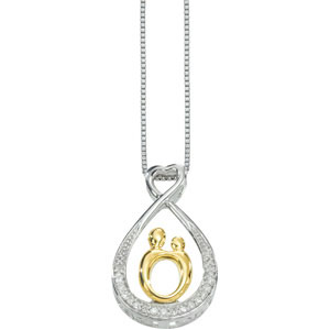 Gold-plated Sterling Silver Mother & Child 1/8ct Diamond Necklace 