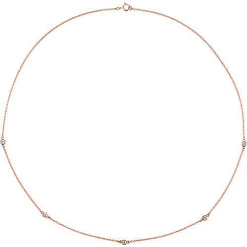 14kt Rose Gold 1/4 ct tw Five Diamond Station Necklace