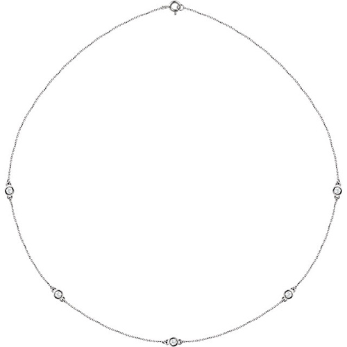 14kt White Gold 1/4 ct tw Five Diamond Station Necklace