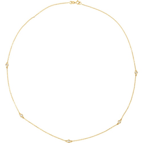 14kt Yellow Gold 1/4 ct tw Five Diamond Station Necklace