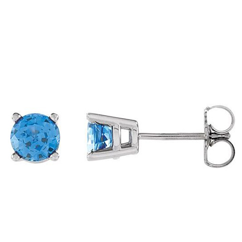 14kt White Gold 1 1/4 Ct Created Blue Sapphire Stud Earrings