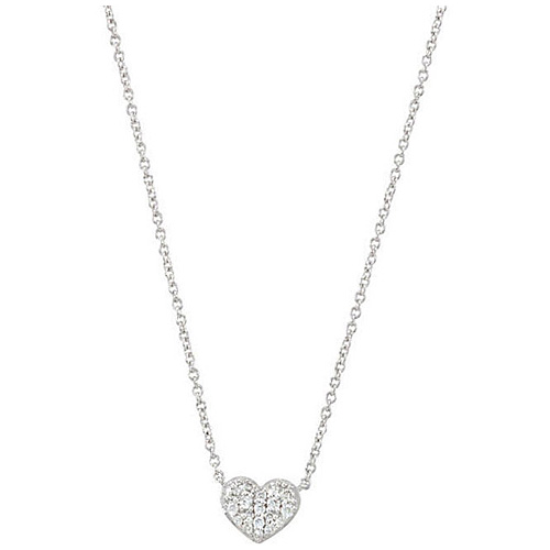 14kt White Gold 1/10 ct Diamond Petite Heart 18in Necklace