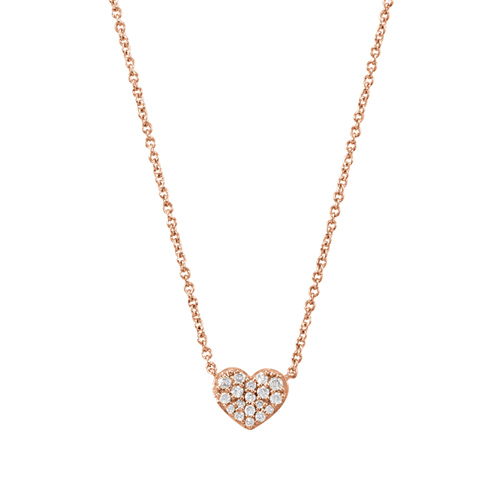 14kt Rose Gold 1/10 ct Diamond Petite Heart 18in Necklace