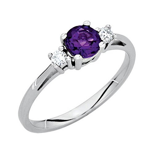14kt White Gold 1/2 ct Amethyst Ring With Diamond Accents