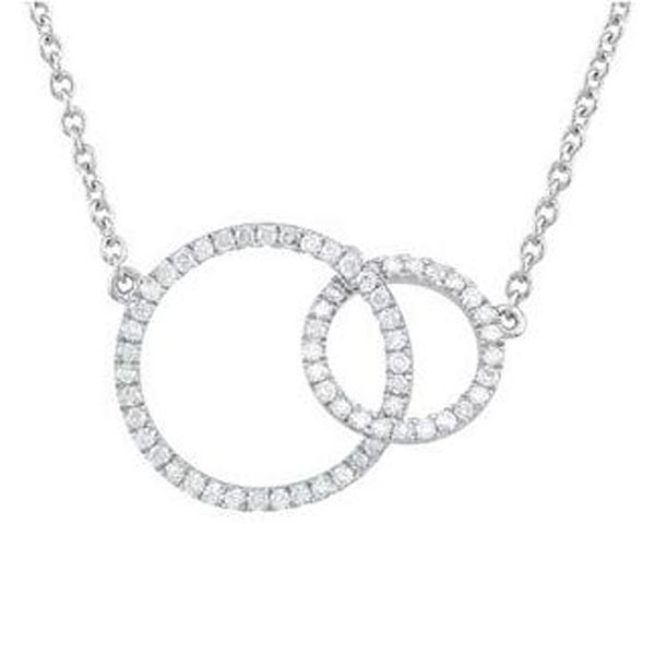 14k White Gold 1/3 ct tw Diamond Interlocking Circles Necklace