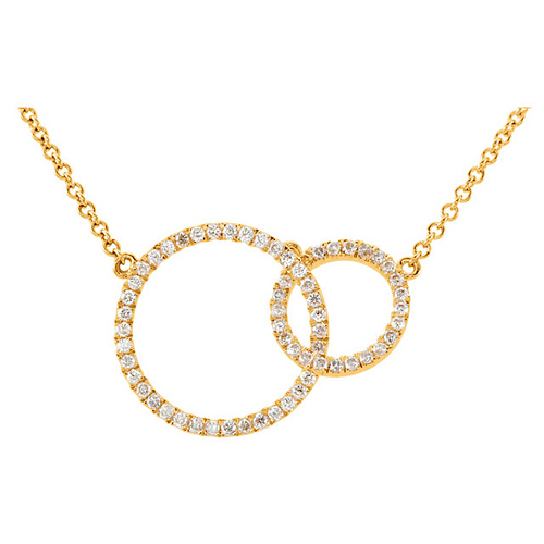14k Yellow Gold 1/3 ct tw Diamond Interlocking Circles Necklace