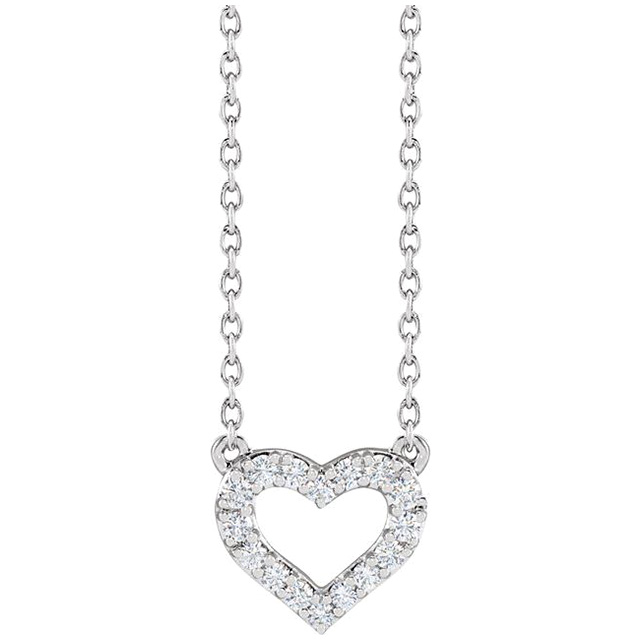 14k White Gold 1/5 ct tw Lab-Grown Diamond Heart Necklace
