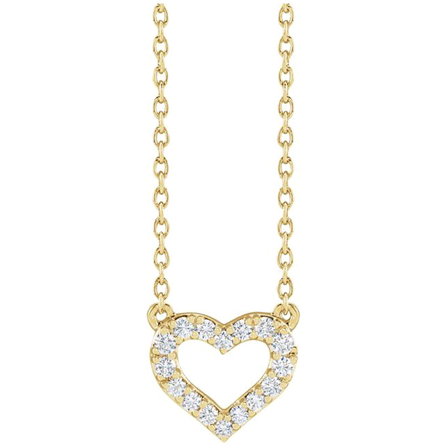 14k Yellow Gold 1/5 ct tw Lab-Grown Diamond Heart Necklace