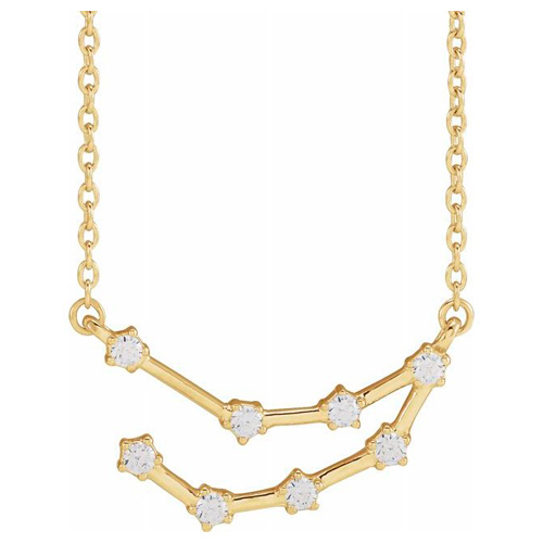 14k Yellow Gold 1/6 ct tw Diamond Capricorn Necklace
