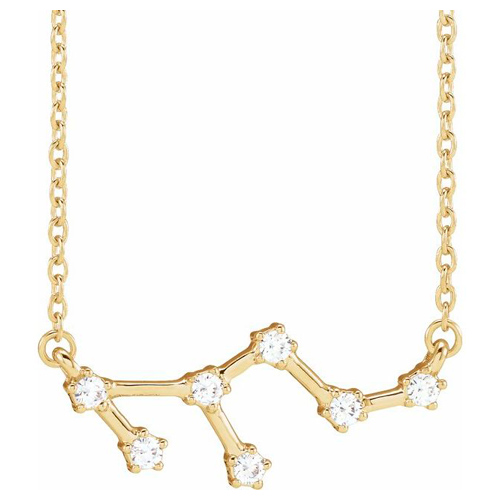 14k Yellow Gold 1/6 ct tw Diamond Leo Necklace